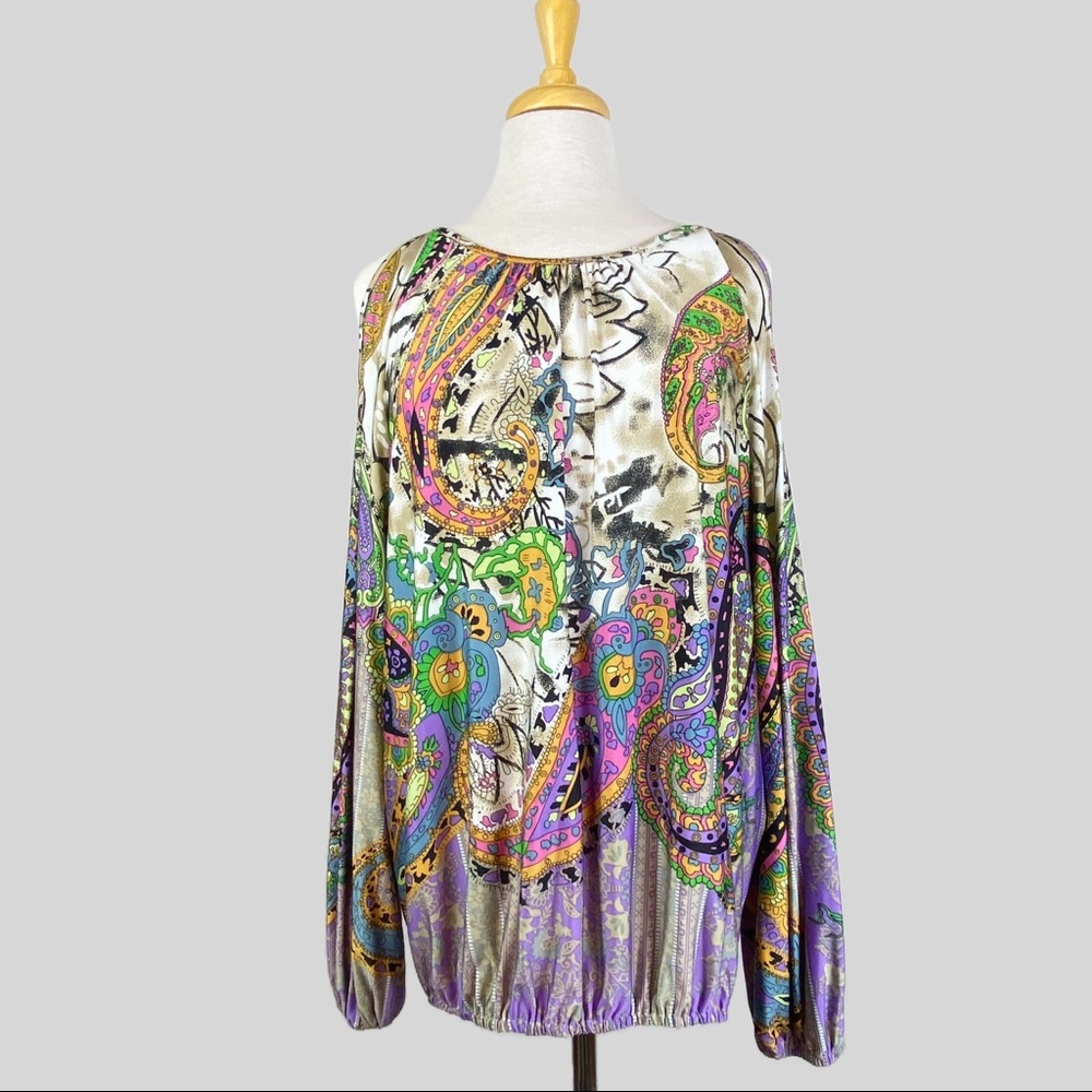 Pink Rock Cold Shoulder Multi-Color Blouse, XL
